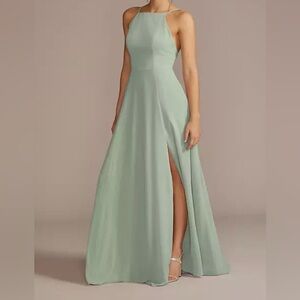 NWT High-Neck Spaghetti Straps with Slit & Pockets